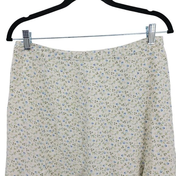 Sundance Skirt Silk Linen Midi Ditzy Floral Godet Prairie Cottage Core Cream 10 - Picture 7 of 11